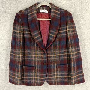 Women's Plaid Jacket - Red and Blue